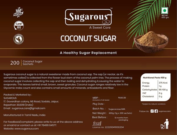 coconut sugar sachets